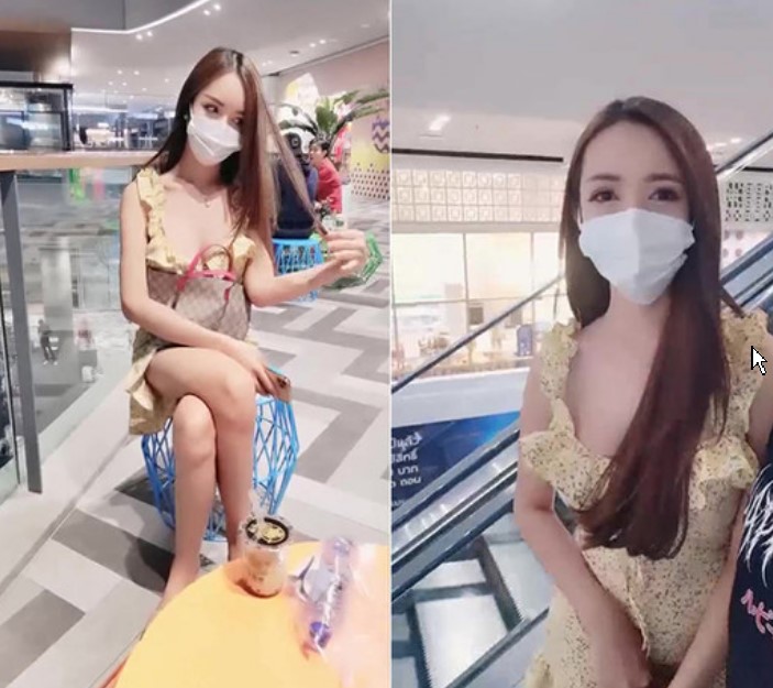 泰國遊帶個極品當地小有名氣網紅逛商場,時不時大膽露出,到頂樓廁所褕褕啪啪