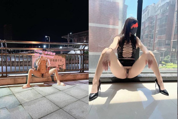 推特頂級露出藝術家極品身材反差嫩妹【奶味泡芙】私拍，各種戶外露出電梯口做愛偶遇鄰居一臉懵逼（4）