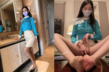 推特最火美腿女神-Chloe霏霏 大韓空姐制服篇，大大眼睛清純得出水